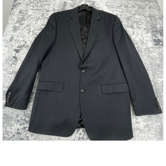 Ralph Lauren Men 44L Blazer Pinstripe Black Old Money 2-Button Wool Sport Coat